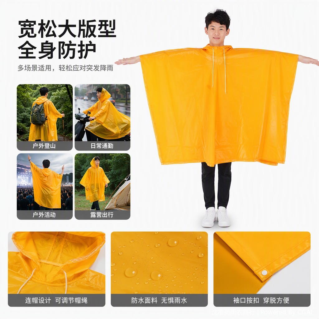防水防风连体雨衣雨披男女通用户外防雨防晒防尘轻便便携款式多样细节图