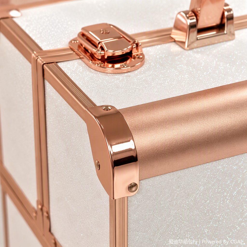 Glitter slim flash oro rosa aleación de aluminio portátil caso de maquillaje caja de almacenamiento de cartón multicapa de gran capacidad caso de maquillaje portátil caja de herramientas de uñas caja de almacenamiento de maquillaje de belleza duradera caja de almacenamiento de cosméticos caseros adiwa 1407XS Application Scenario