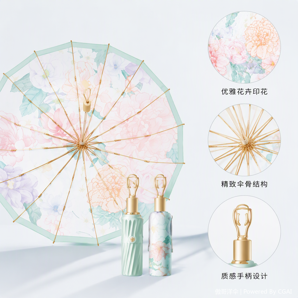 This multi-functional windproof, sunshade and umbrella is lightweight, durable and suitable for both sunny and rainy days. It is a fashionable and portable model Specification image