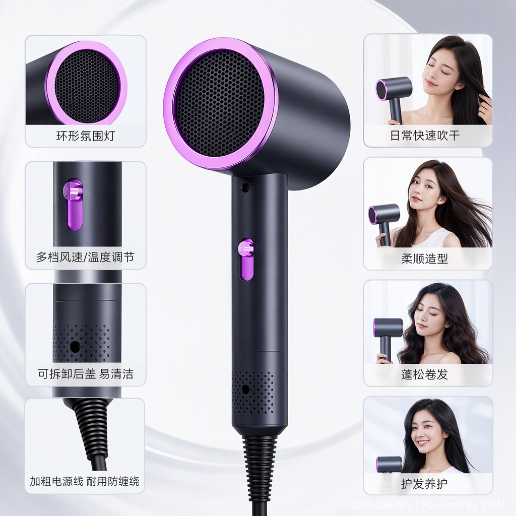 مجفف شعر جاف ومفف شعر محمول Specification image