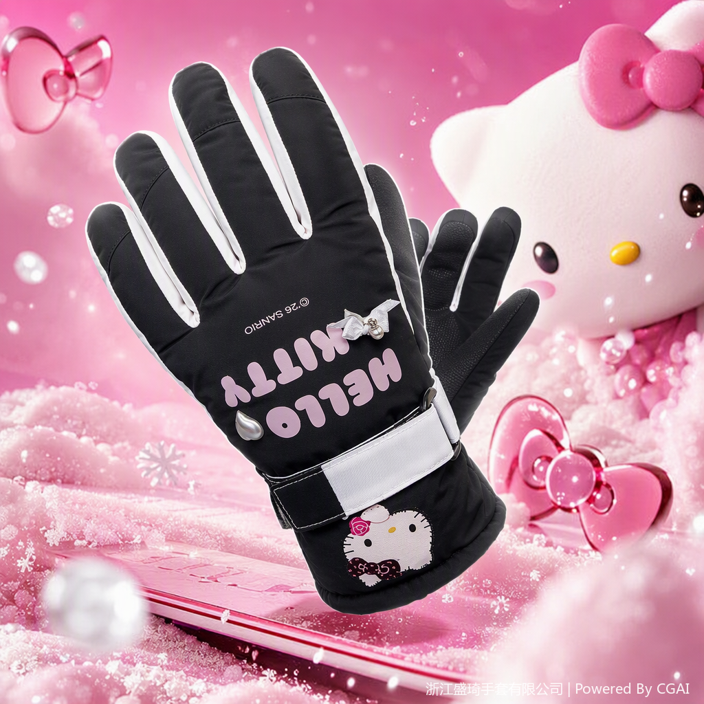 Cold-proof and wear-resistant black gloves, warm and anti-slip cycling sports gloves, suitable for both men and women, winter outdoor products Specification image
