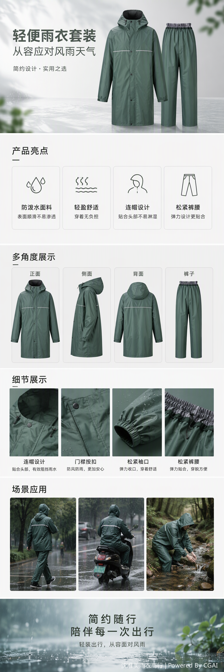 多功能防风防水分体雨衣雨披户外便携防雨防晒男女通用款详情1