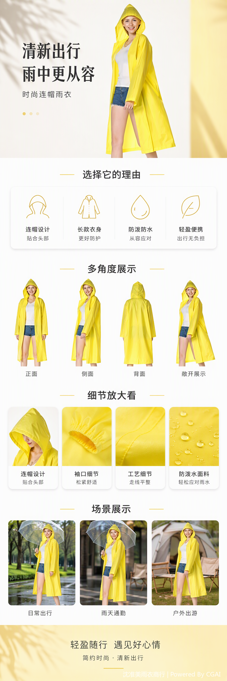 多功能户外防风遮阳雨披防雨衣便携防水雨披防风雨具遮阳防雨用品详情1