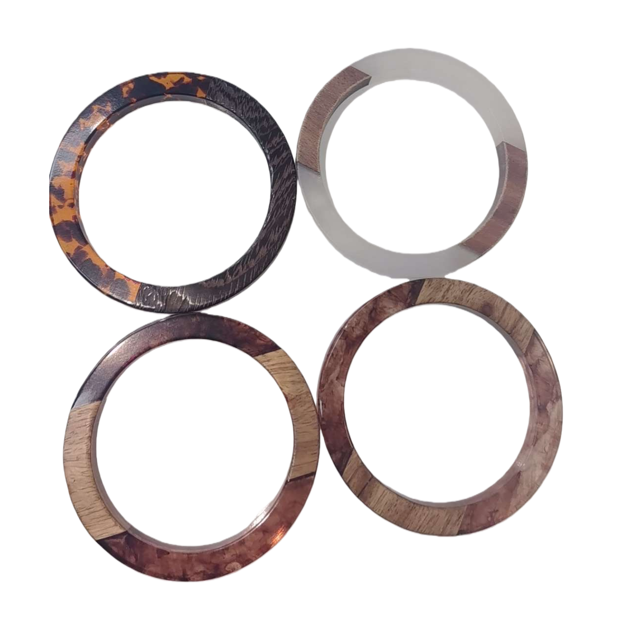Four simple and retro wooden textured fashion bracelets are recommended as versatile trendy accessories and gifts Item Picture
