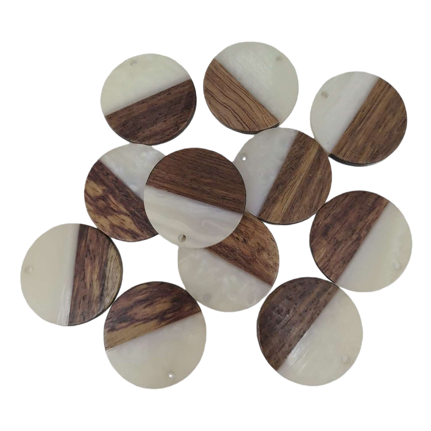 Handcrafted round pendant, wooden shell spliced, retro and fashionable necklace accessory gift Item Picture