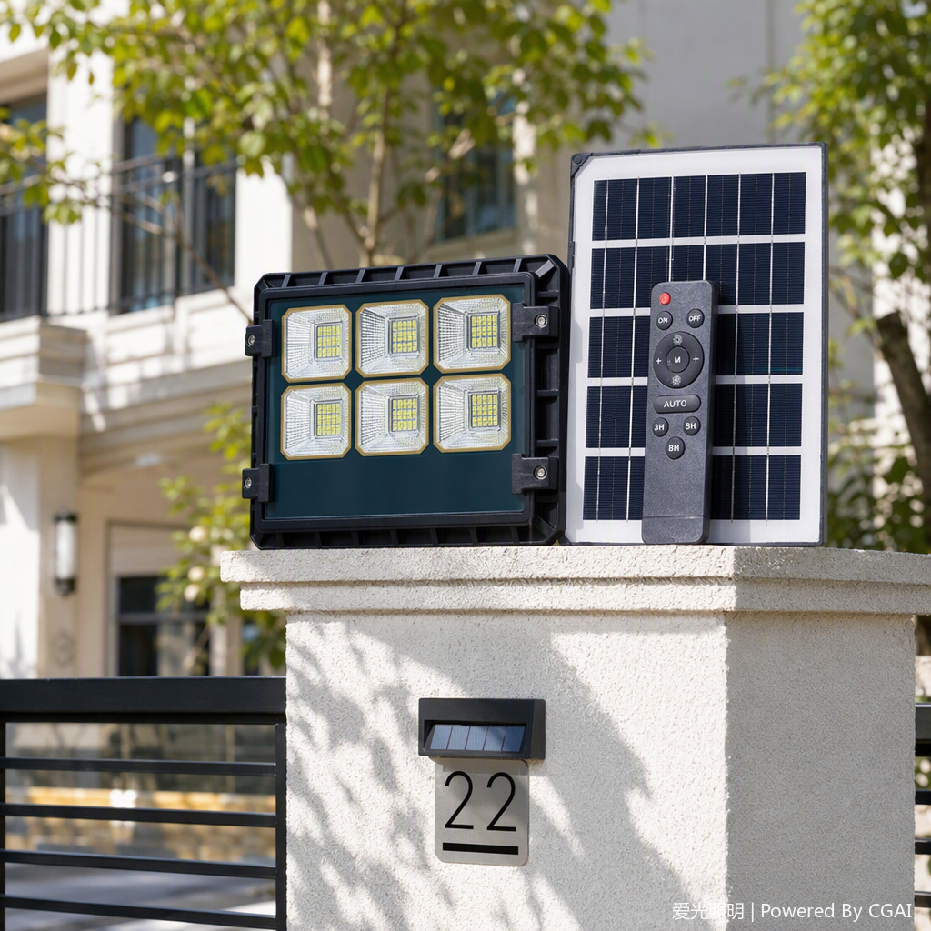Green Gold Leopard model exclusively for foreign trade, black solar kitchen and bathroom light strip with six LED beads, 50W waterproof IP66 remote control panel for outdoor lighting, multiple power options available details Picture