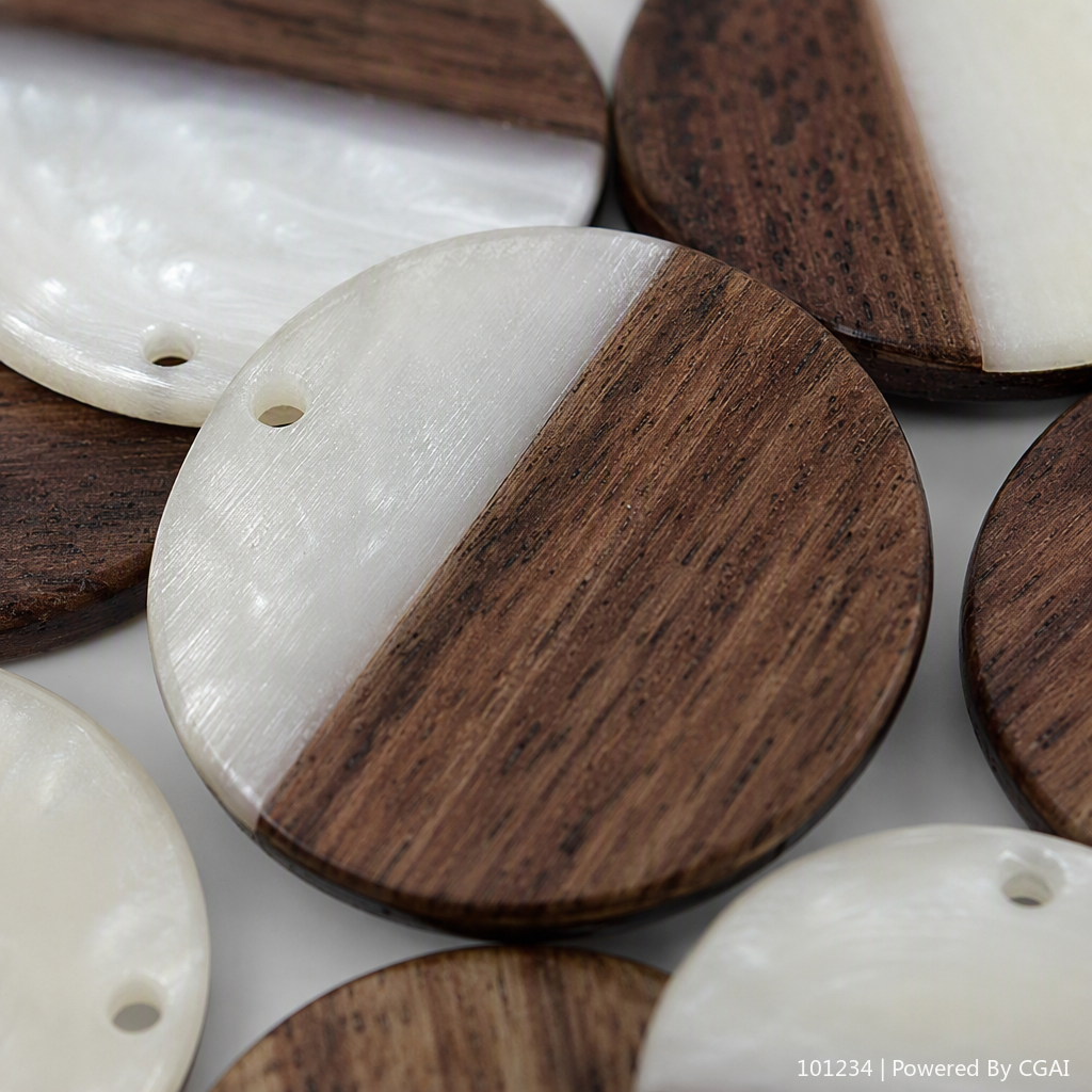 Handcrafted round pendant, wooden shell spliced, retro and fashionable necklace accessory gift Application Scenario