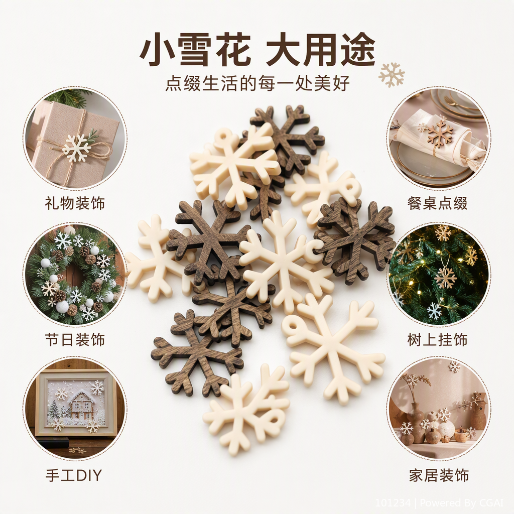 Nordic-style wooden off-white patchwork snowflake decorative pendant, simple and creative home decoration item gift