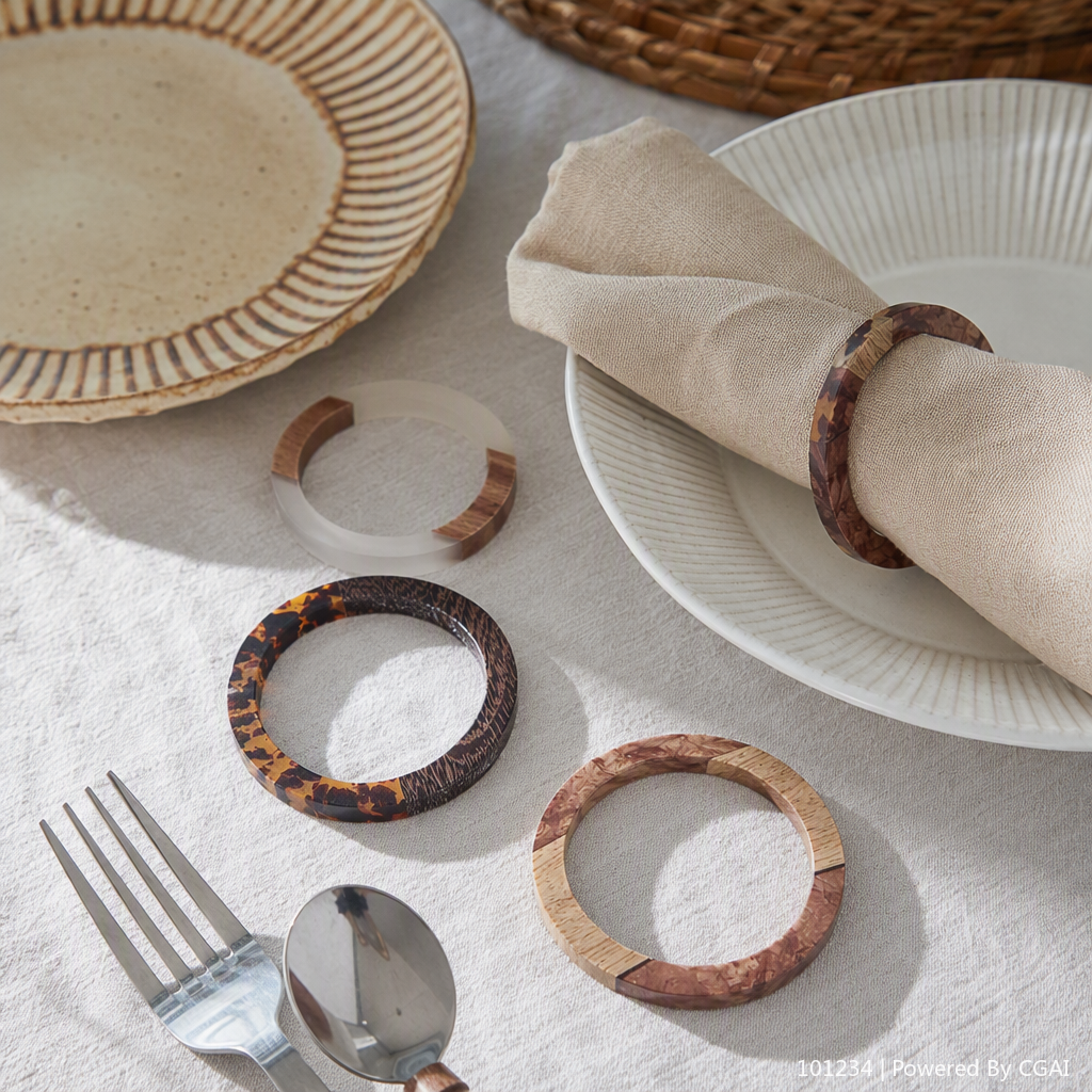 Four simple and retro wooden textured fashion bracelets are recommended as versatile trendy accessories and gifts details Picture