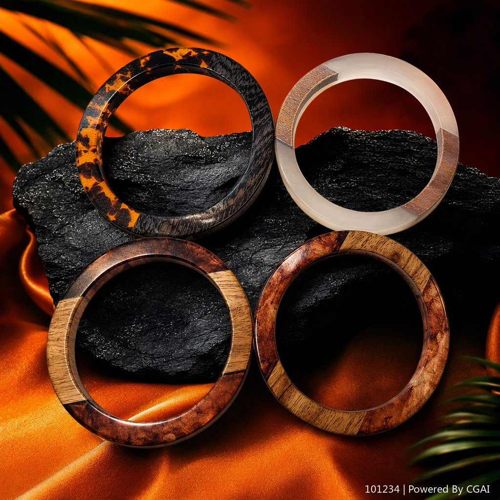 Four simple and retro wooden textured fashion bracelets are recommended as versatile trendy accessories and gifts Specification image