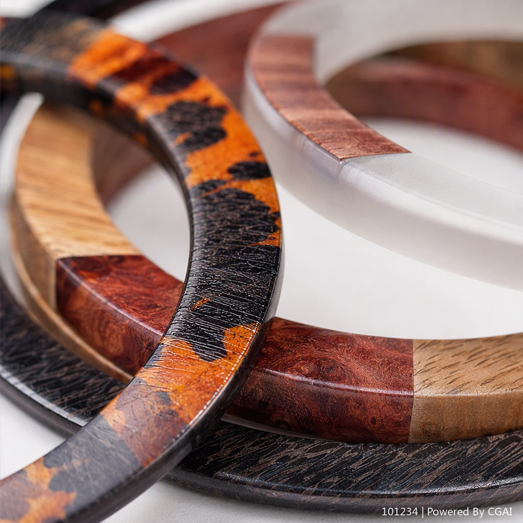 Four simple and retro wooden textured fashion bracelets are recommended as versatile trendy accessories and gifts Application Scenario