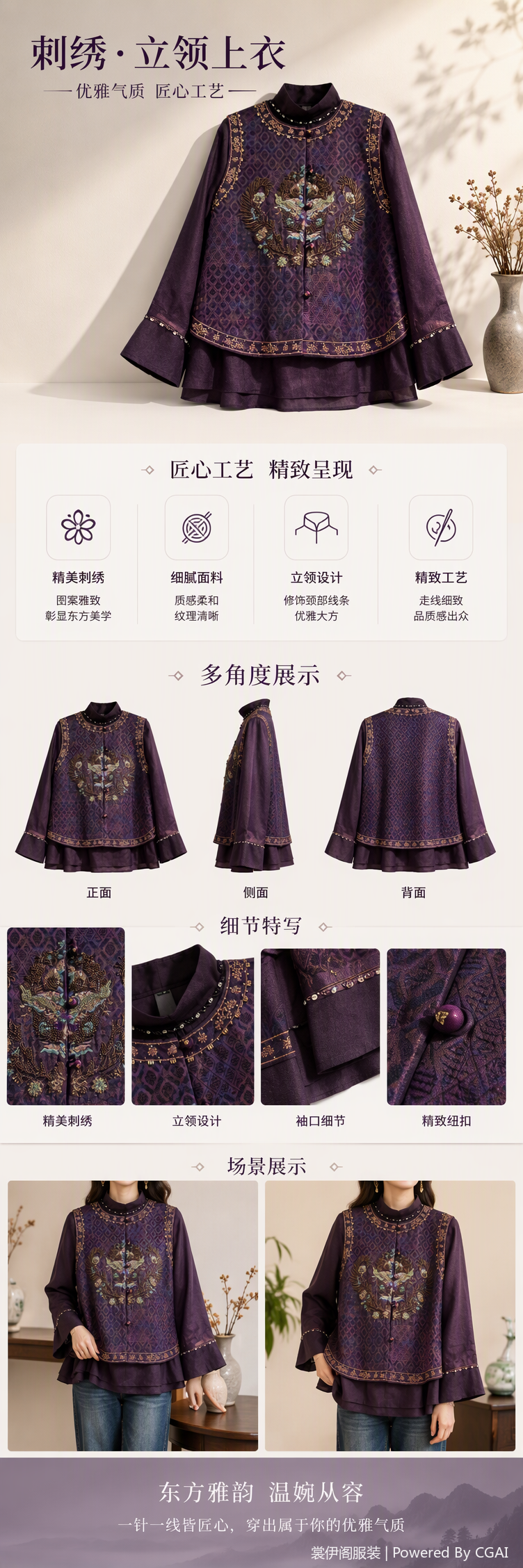 时尚紫色刺绣马甲百搭休闲背心女春夏新款轻盈显瘦潮流单品详情1