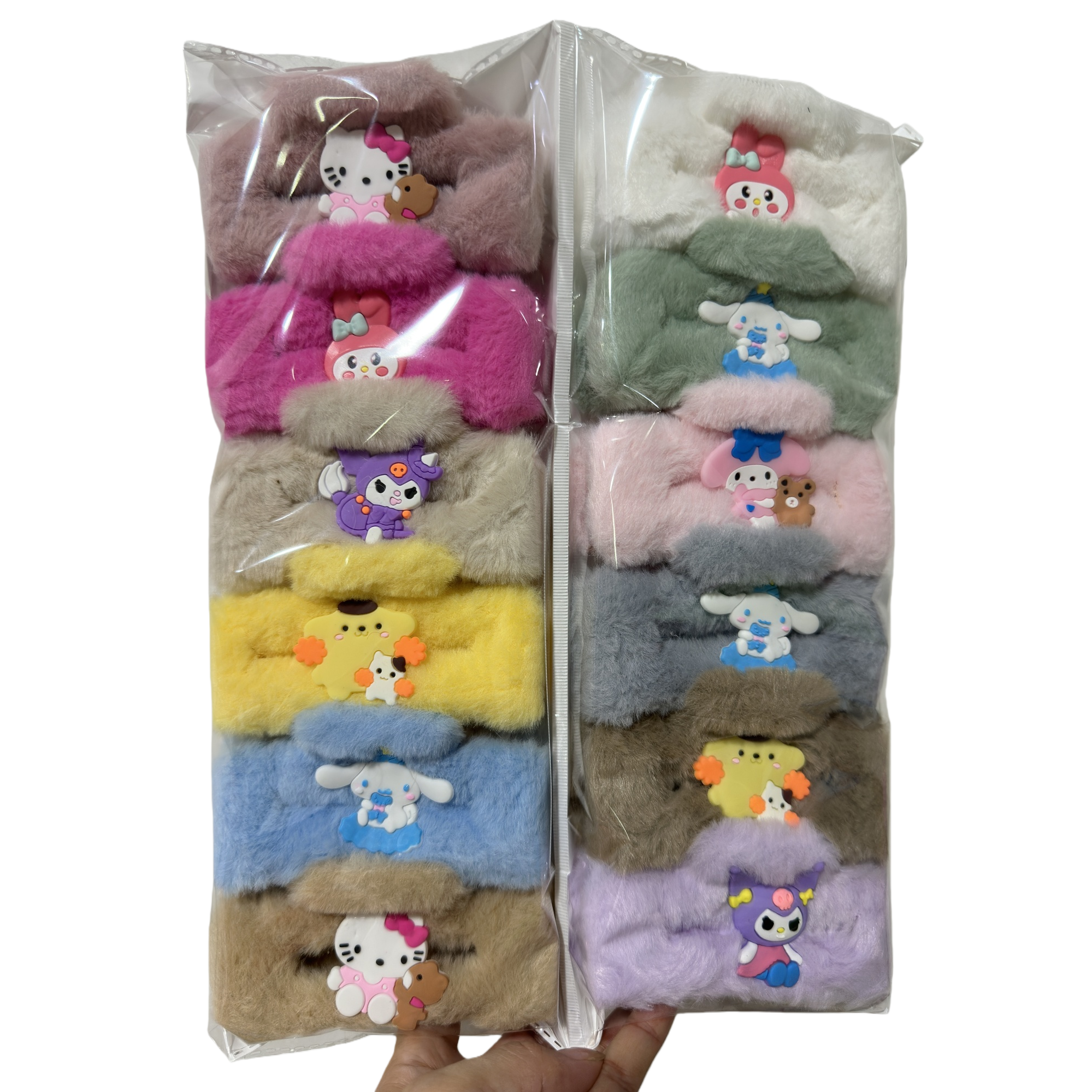Colorful plush hair band set, soft and cute children's and girls' hair accessory, hair tie, hair rope and hair band combination Item Picture