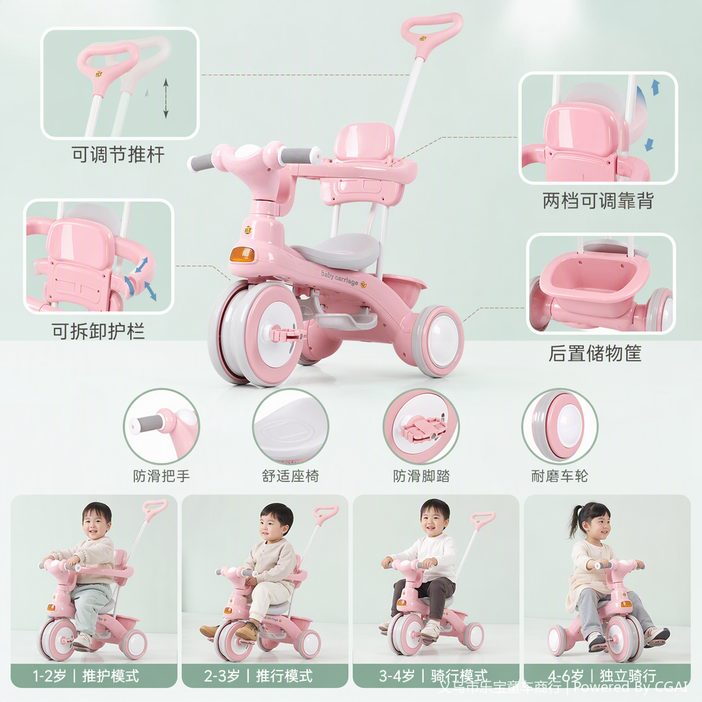 Multifunción para niños triciclo bebé juguete para niños puede sentarse y montar seguro y duradero coche de juguete para niños details Picture
