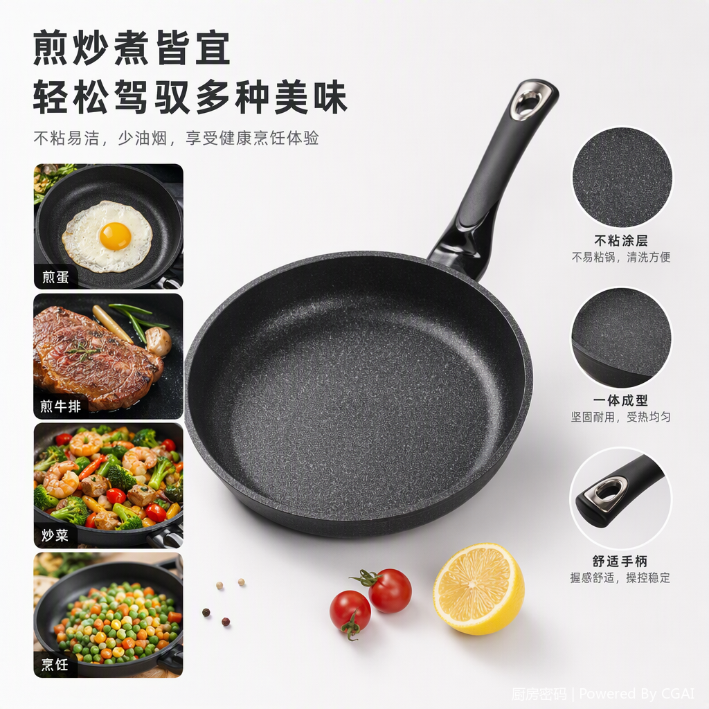 厨房密码 韩国原装进口 大理石纹小煎锅20cm 不粘锅