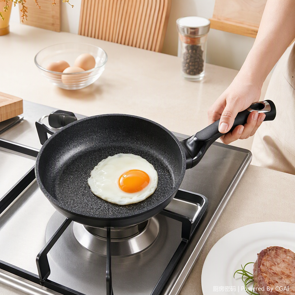 Kitchen Code: Korean original imported marble-patterned small frying pan, 20cm non-stick pan Specification image