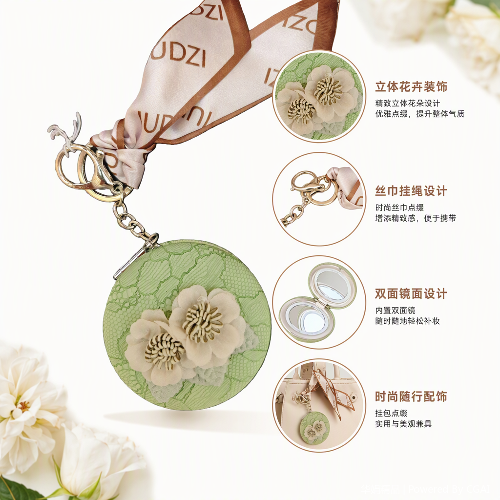 绿色蕾丝花朵钥匙链时尚创意个性挂件女生礼品配饰