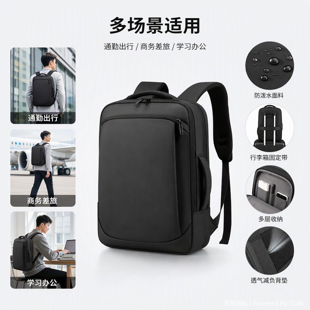 多功能时尚双肩背包男女通用休闲旅行学生包皮具包包潮流款产品图
