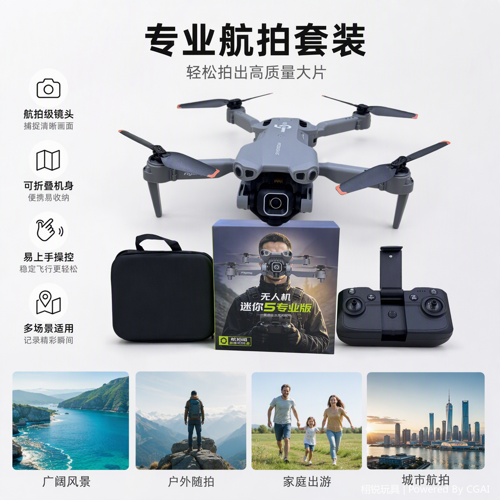 Grey drone remote control aircraft, high-definition camera, aerial photography, portable quadcopter toy, aerial photography equipment
