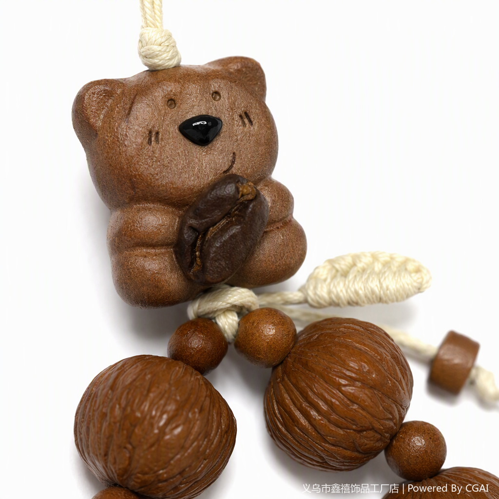Cute brown bear colgante con nuez cordón de perlas moda hecho a mano creativo accesorios accesorios regalos decoraciones Application Scenario