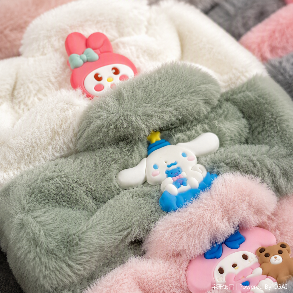 Colorful plush hair band set, soft and cute children's and girls' hair accessory, hair tie, hair rope and hair band combination Application Scenario