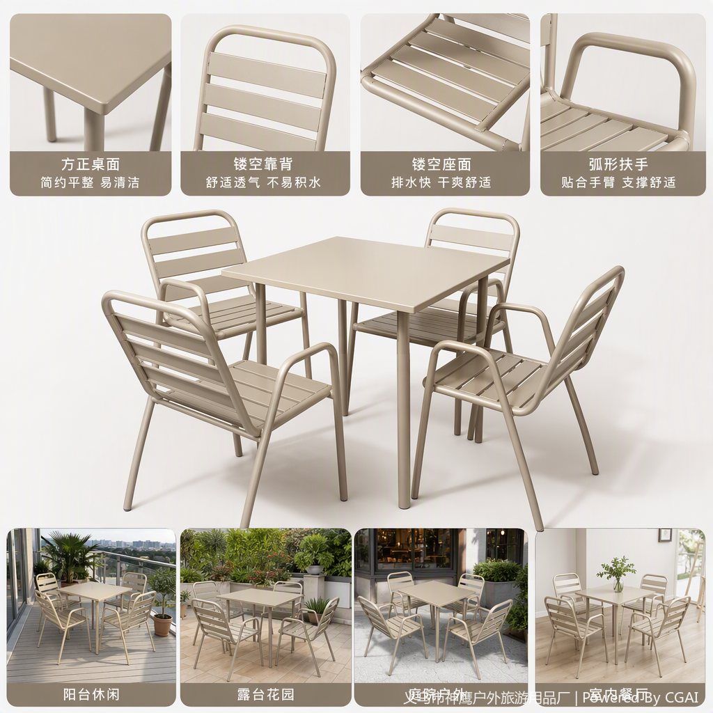 Colorful plastic simple table and chair set, durable home, office, leisure, kitchen and dining room furniture set Specification image
