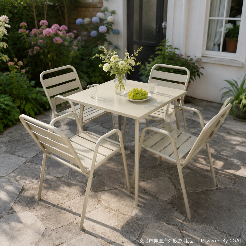 Colorful plastic simple table and chair set, durable home, office, leisure, kitchen and dining room furniture set details Picture