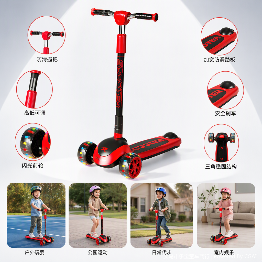 Multi-functional children's scooter, baby stroller, crib, shoulder strap, seat, multi-purpose educational toy, safe and durable