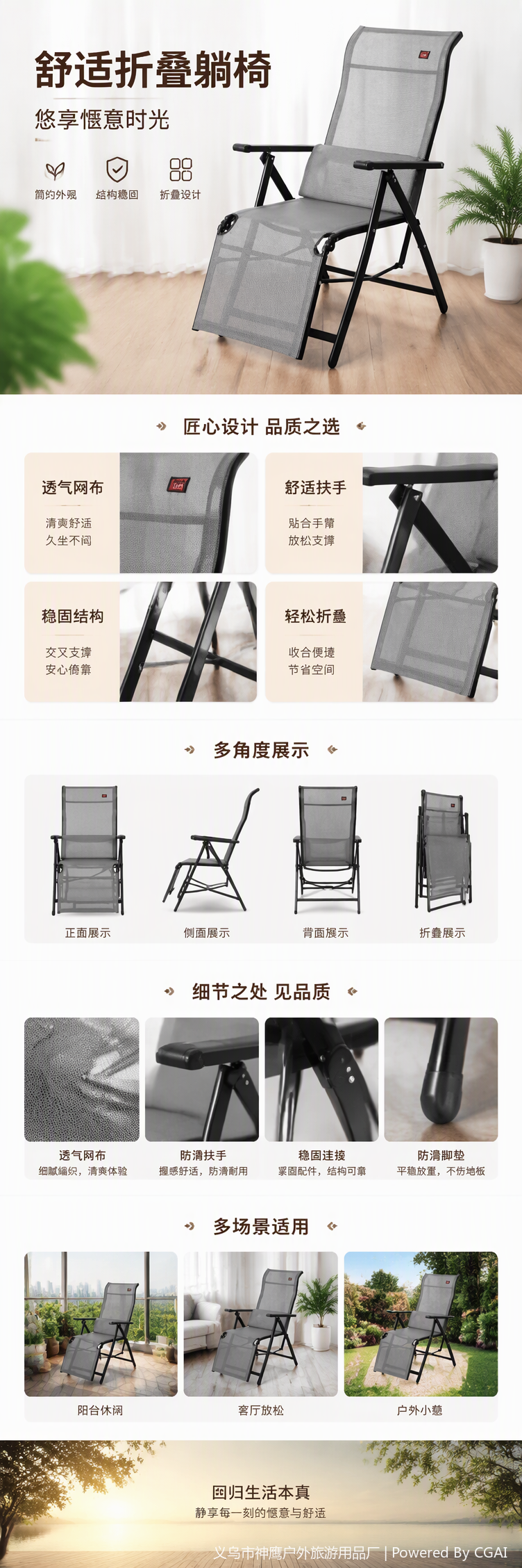 多功能折叠椅简约家用便携休闲办公餐厅户外便捷收纳家具详情1