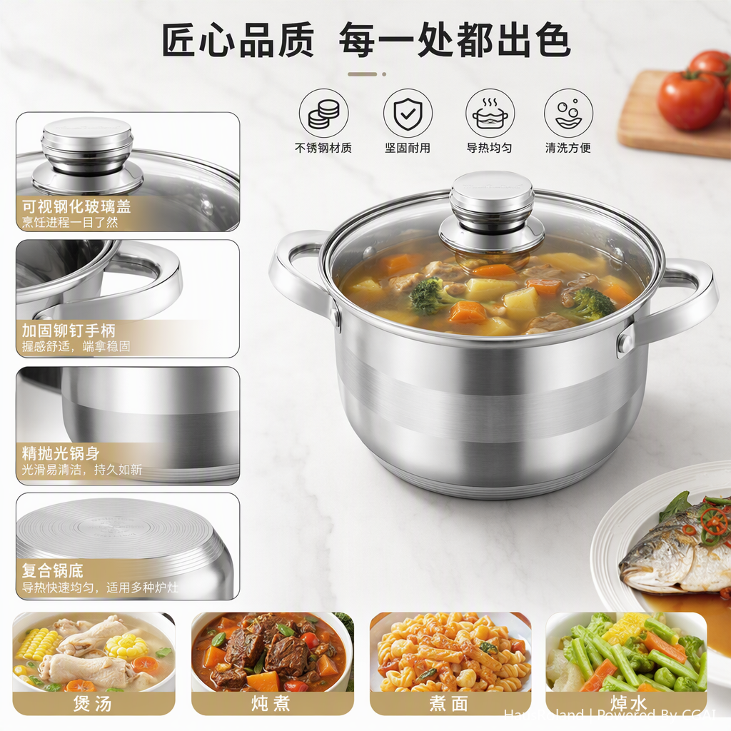 Multi-functional kitchenware set, household pot and pot combination, essential kitchen pot and pot set, multi-piece set HR131-2 Specification image