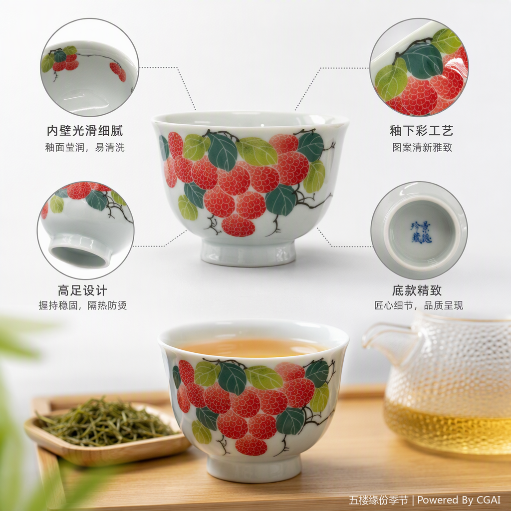 创意荔枝图案陶瓷杯简约时尚茶水杯家用办公喝水杯子礼品赠品