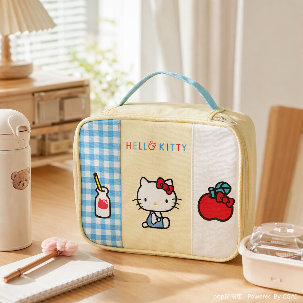 Hello Kitty图案+三色拼接收纳包产品图
