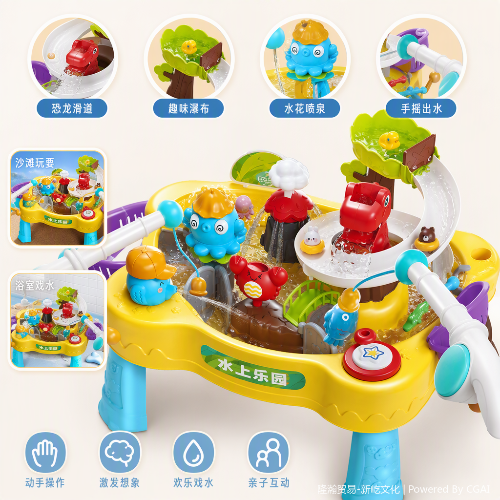 Fun water play sports and leisure toys, children's water park, dinosaur water play park Application Scenario