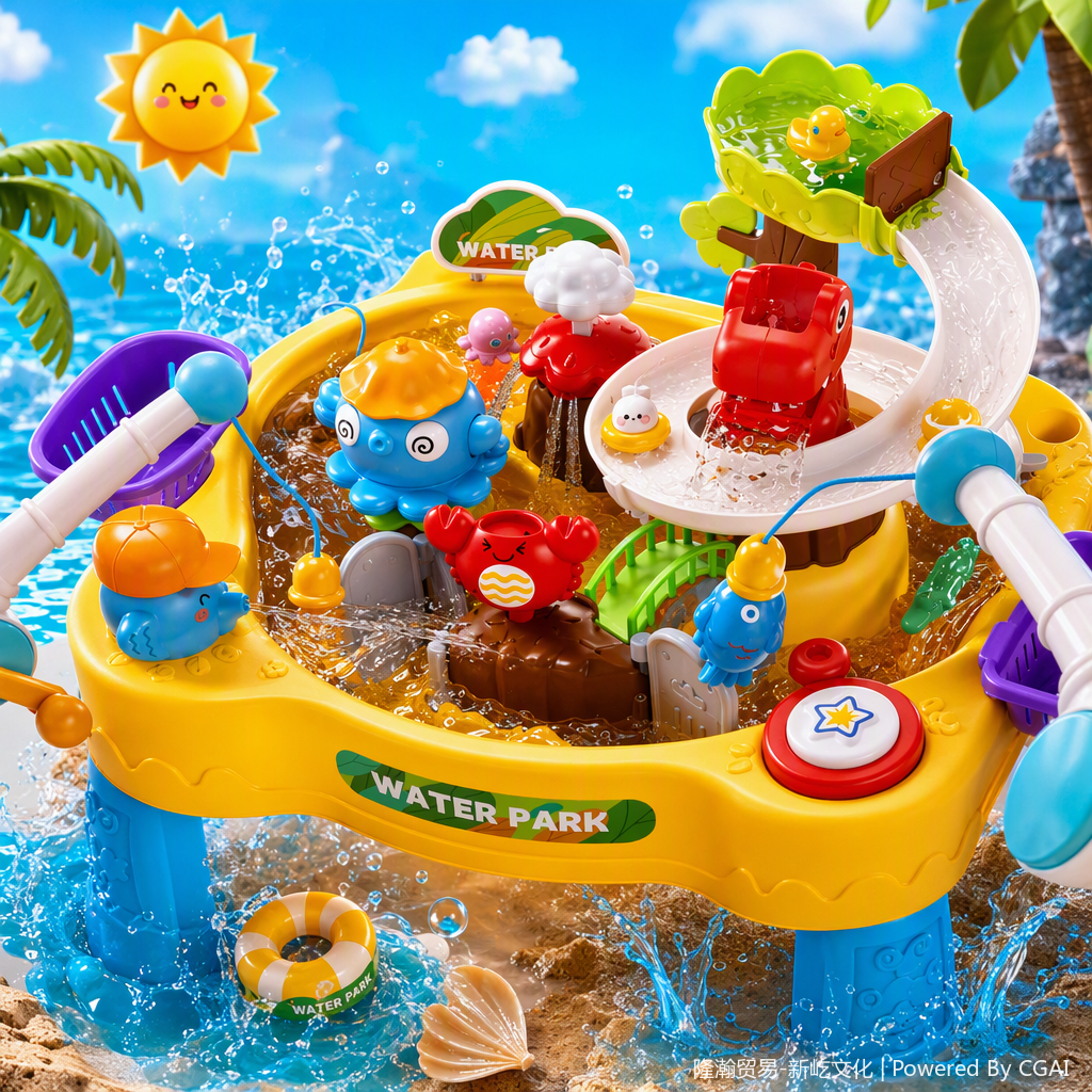 Fun water play sports and leisure toys, children's water park, dinosaur water play park