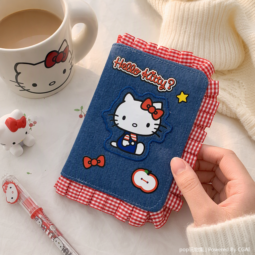 蓝色牛仔布+Hello Kitty主题笔记本产品图