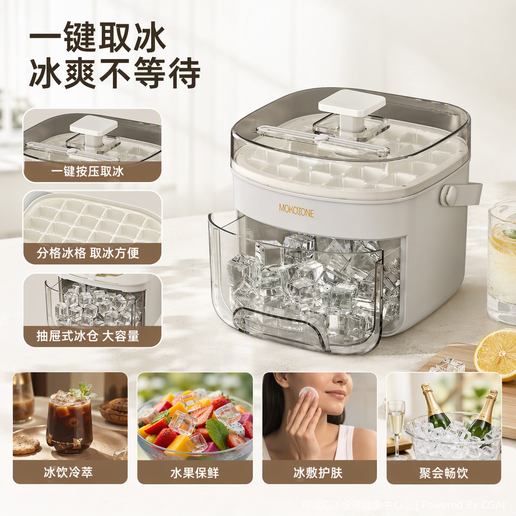 Multi-functional commercial ice maker, household kitchen ice making equipment, large-capacity ice block machine, ice maker, cold drink ice maker Specification image