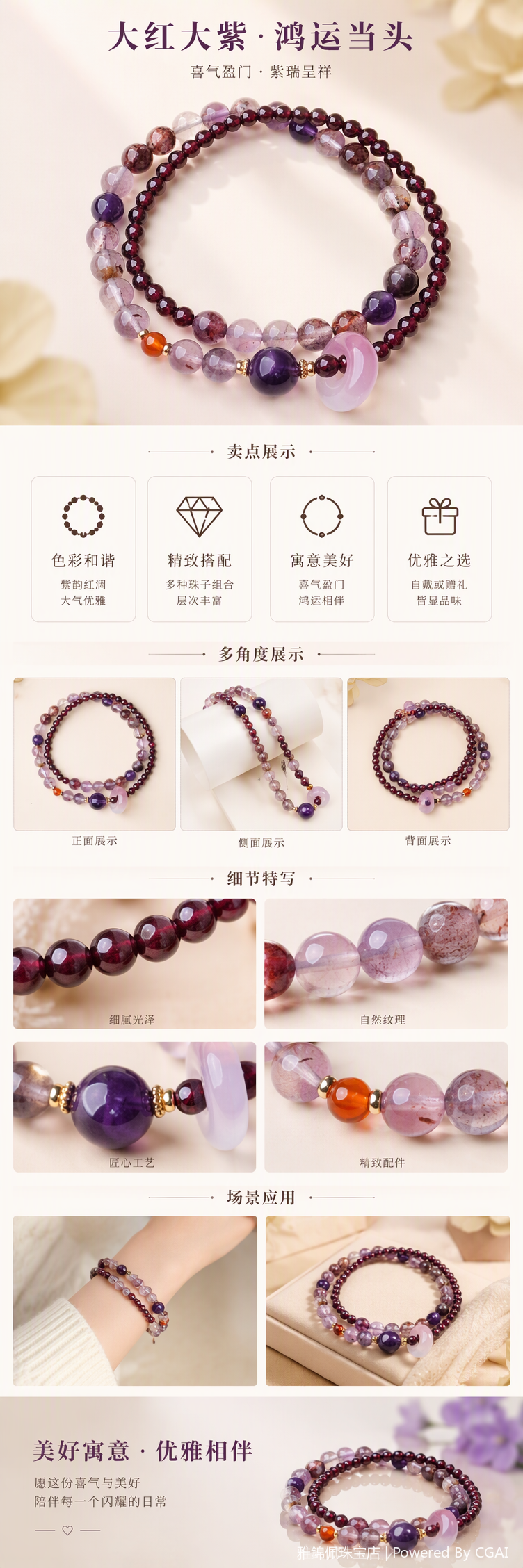 Big red big purple fashion pulsera hombres y mujeres parejas joyas pulseras tendencias pulsera versátil y minimalista accesorios regalos pulsera de cristal pic 1