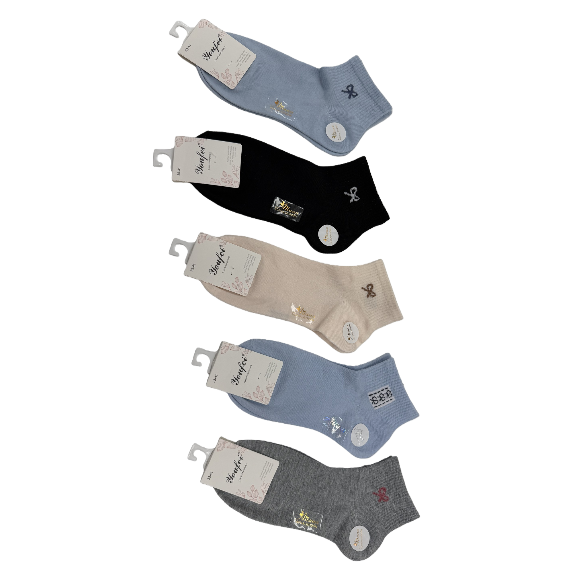 Шесть пар цветных бантов с вышитыми бантами для женщин Item Picture