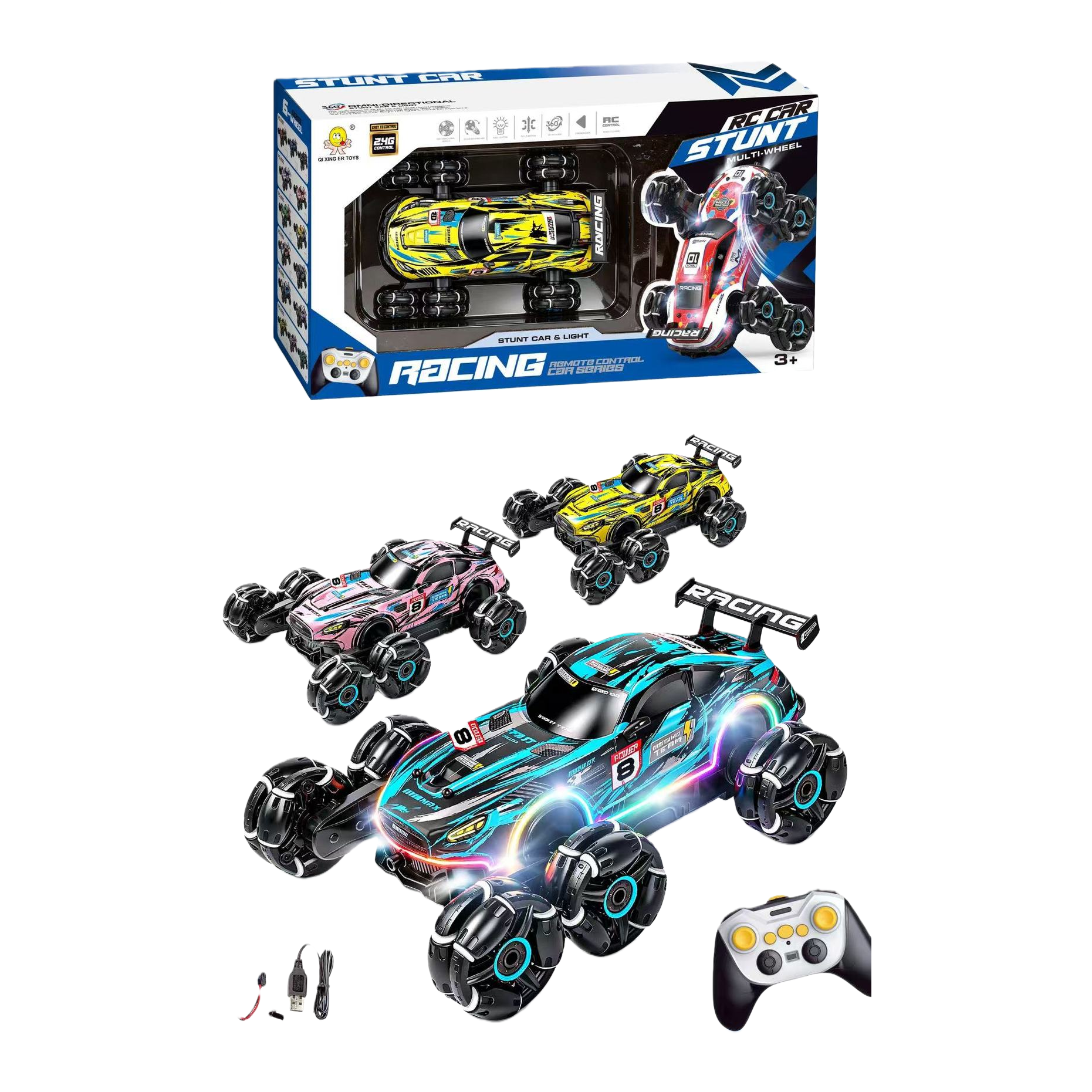 Coche de control remoto juguetes para niños quad drive racing extremely drift rc coche para niños regalo estilo de carga Specification image