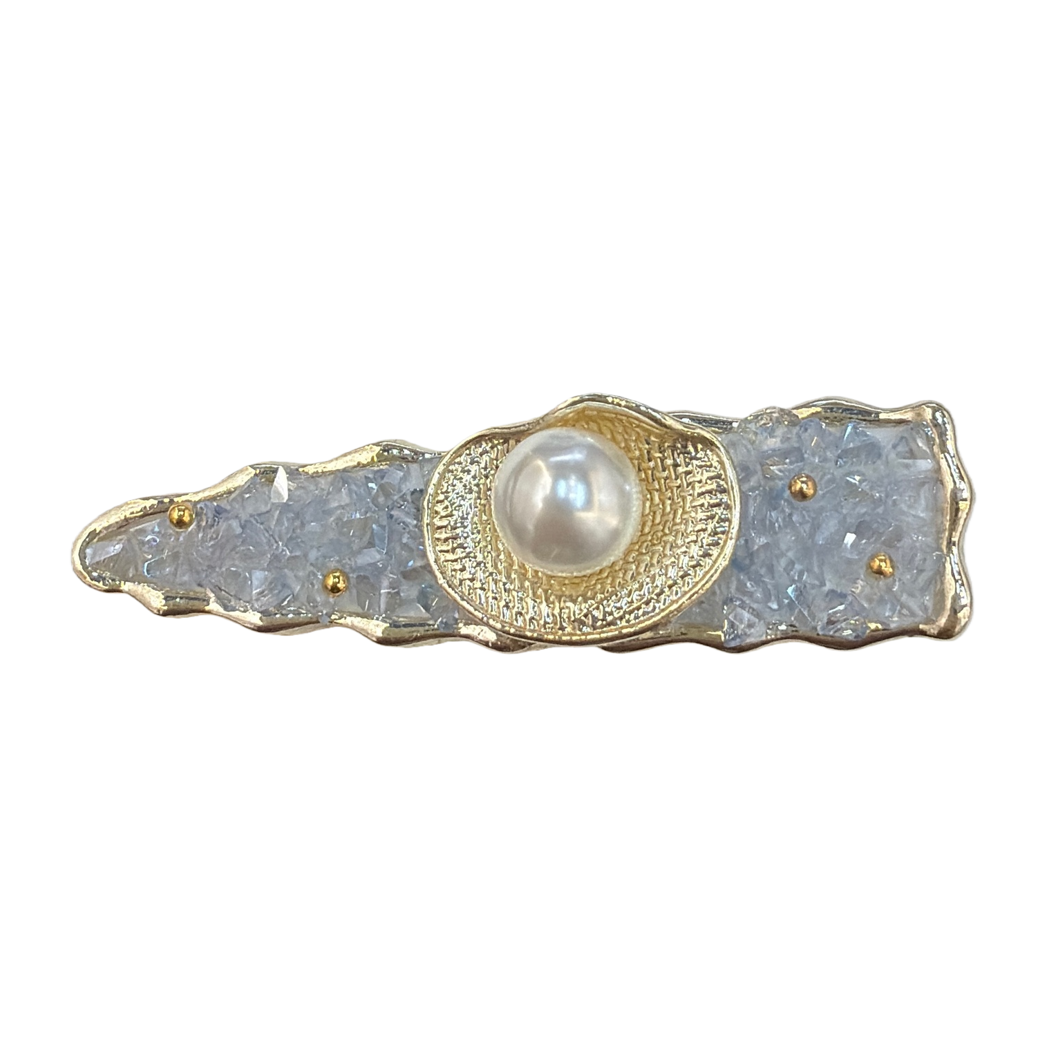 A fashionable, versatile and elegant accessory gift for your girlfriend with a glittering crystal-inlaid gold border brooch Item Picture