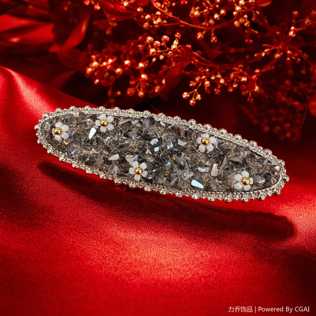 Shiny diamond-encrusted flower-shaped hair clips, fashionable and versatile hair accessories, hair ornaments, hair accessories, women's hair clips Specification image