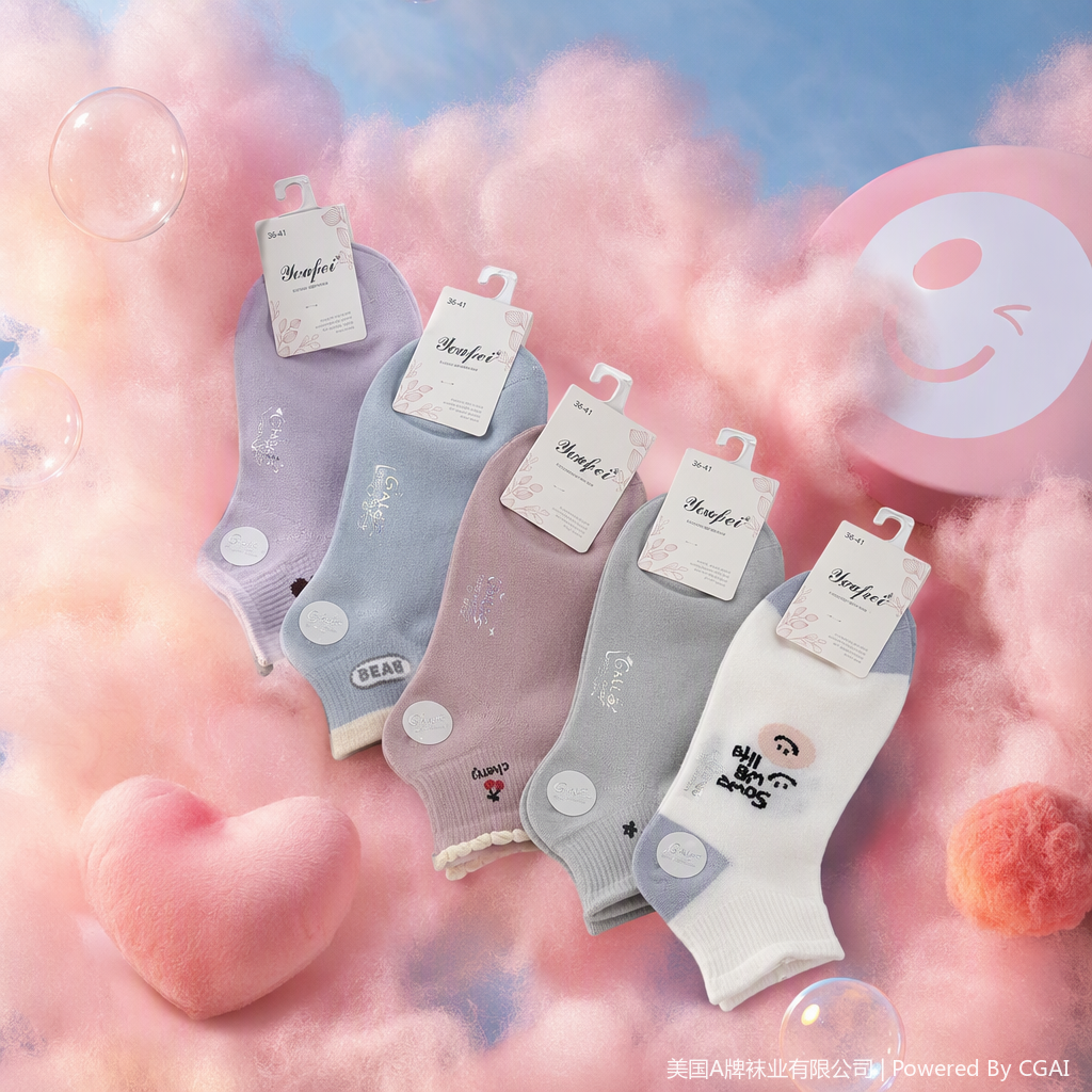Five pairs of fashionable, versatile, comfortable, breathable and casual women's short socks with colorful patterns Specification image