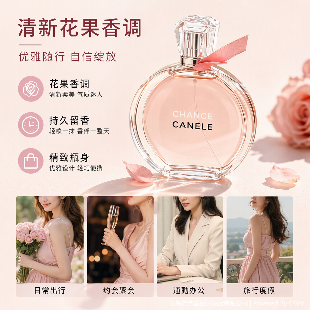 Fresh floral and fruity women's perfume, long-lasting, delicate and natural fragrance, elegant women's fragrance spray details Picture