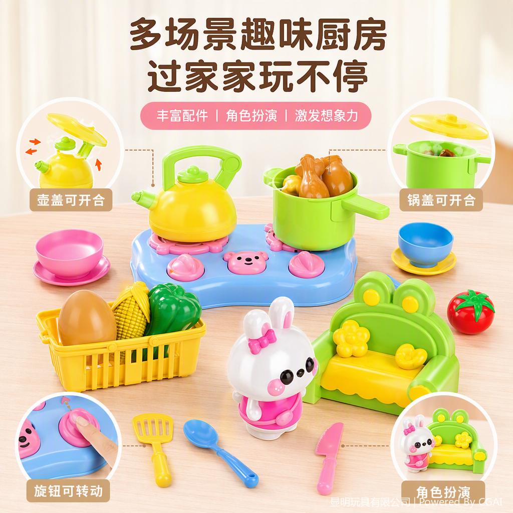 Trendy Fun Play House Children's House, Kitchen Toy Set, Fun Interactive and educational games, children's early Education gifts