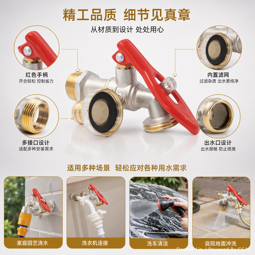 Multi-functional kitchen and bathroom faucet, cold and hot water faucet, stainless steel leak-proof home decoration hardware accessories Specification image
