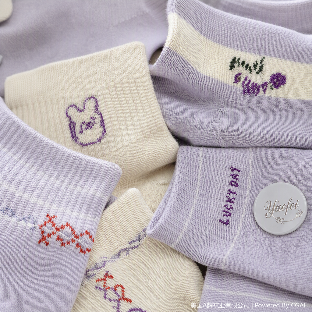 Five pairs of light-colored embroidered pattern casual short socks and pure cotton breathable sports socks for men and women Application Scenario