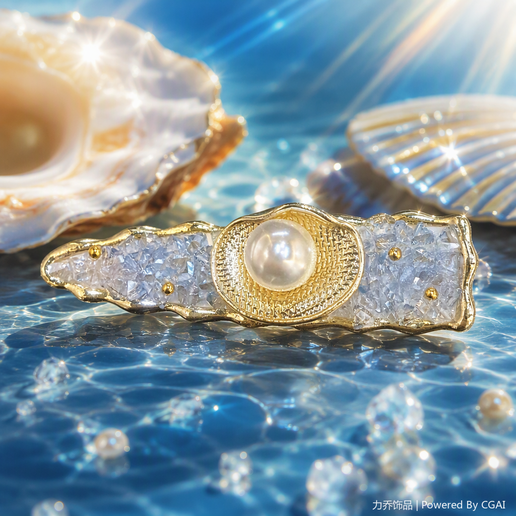 A fashionable, versatile and elegant accessory gift for your girlfriend with a glittering crystal-inlaid gold border brooch Specification image