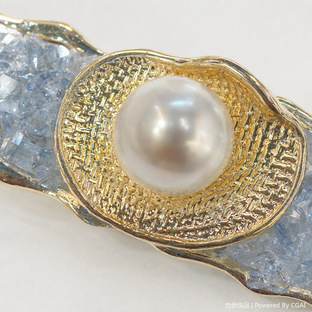 A fashionable, versatile and elegant accessory gift for your girlfriend with a glittering crystal-inlaid gold border brooch Application Scenario