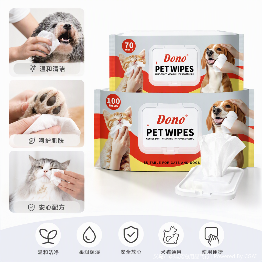 DoNo宠物清洁湿巾宠物专用湿巾宠物护理湿巾便携包装宠物洗护湿巾适用猫狗宠物清洁护理