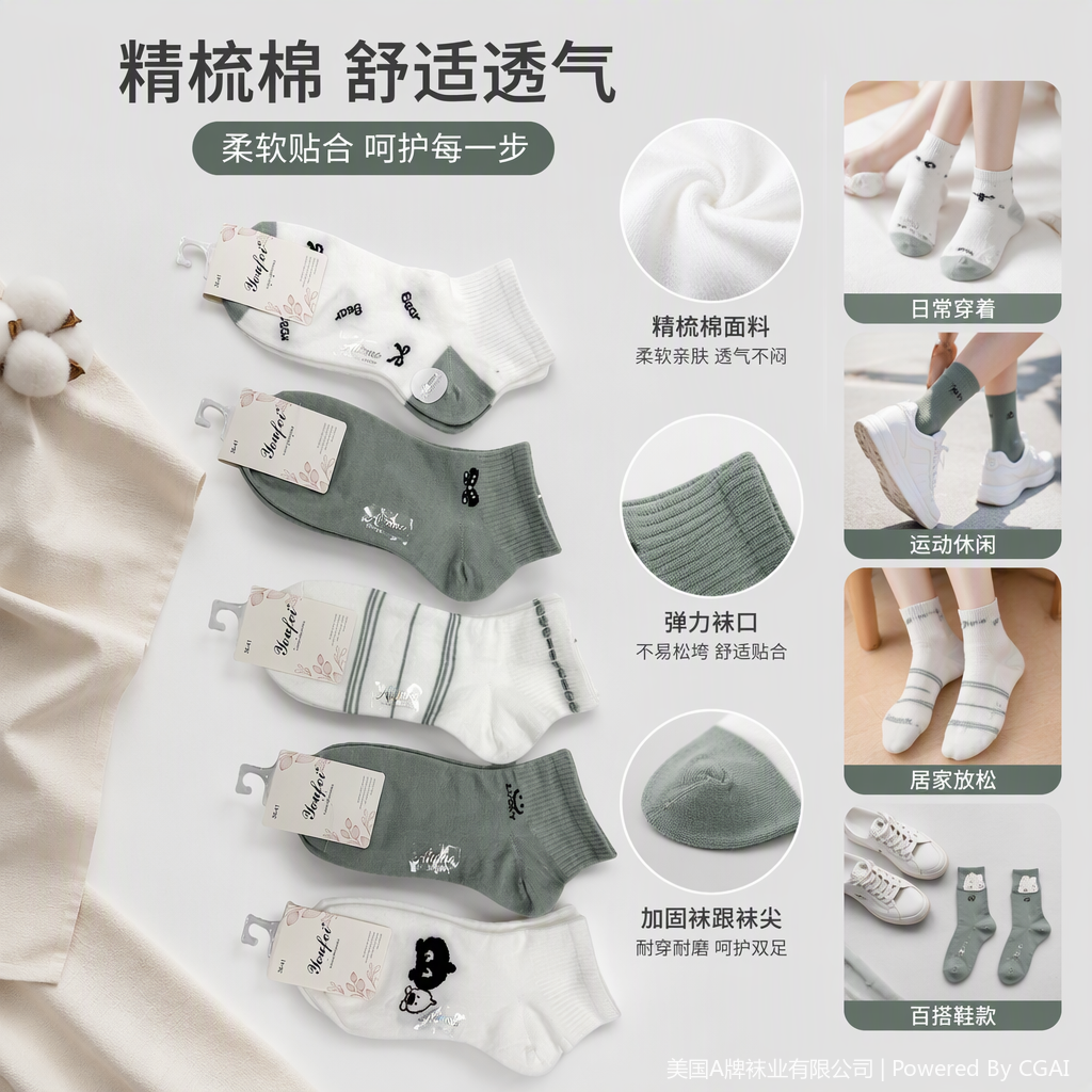 Five pairs of fashionable and comfortable women's short socks with labels, versatile and breathable casual socks for women's spring and summer